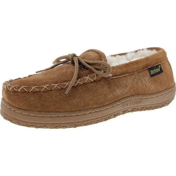 Old Friend Womens Brown Suede Slip On Round Toe Moccasins Shoes New - Picture 1 of 3
